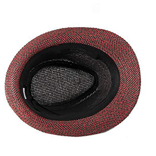 Men Sun Straw Summer Packable Cuban Women Beach Hat Baseball Caps Seersucker Baseball Cap (Red, One Size) #TOP2