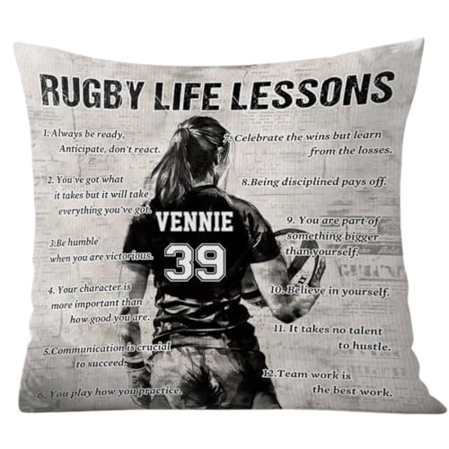 Personalized Rugby Life Lessons Pillow for Fans & Players