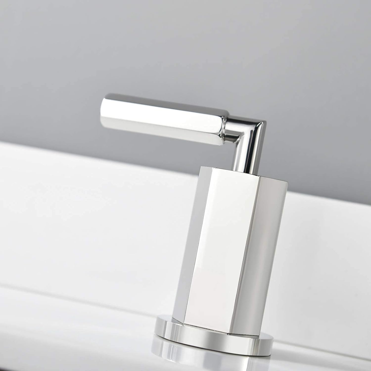 Uр Tо 40% оƒƒ 2 Handles 3 Holes Hexagonal High Arch Modern Polished Chrome Widespread Bathroom Faucet by Phiestina, Bathroom Sink Faucets with Stainless Steel Metal Pop Up Drain, NS-WF001-6-C