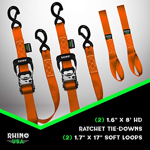 image for Rhino USA Ratchet Straps Tie Down Kit, 5,208 Break Strength - Includes
