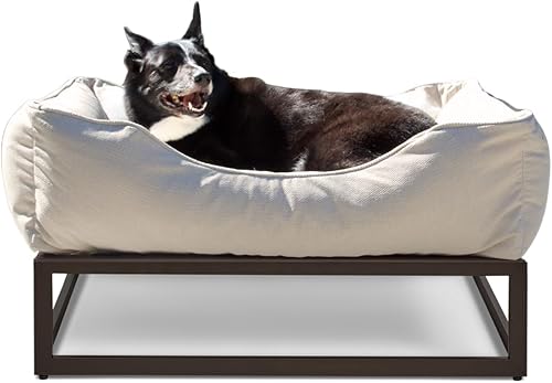 FÜZI - Cama elevada de tela de alto rendimiento para perros, cunas de lujo para cachorros, cuna exterior para mascotas fuera del suelo, funda