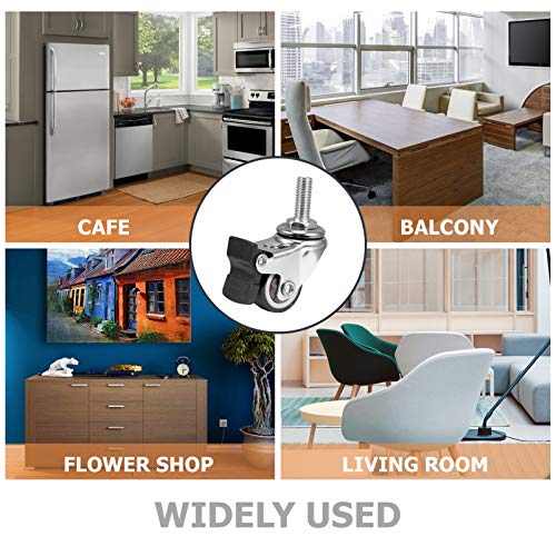 Rodízio giratório de 2,5 cm Tehaux com freio TPR sem ruído giratório para móveis e pernas de cadeira