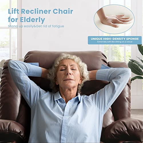Leisland Power Lift Chairs Recliners For Elderly, Breathable Leather Recliner Chairs With Massage And Heat, Sleeper Chair With Cup Holder,Usb Charge, Remote Control(Brown) #TOP4