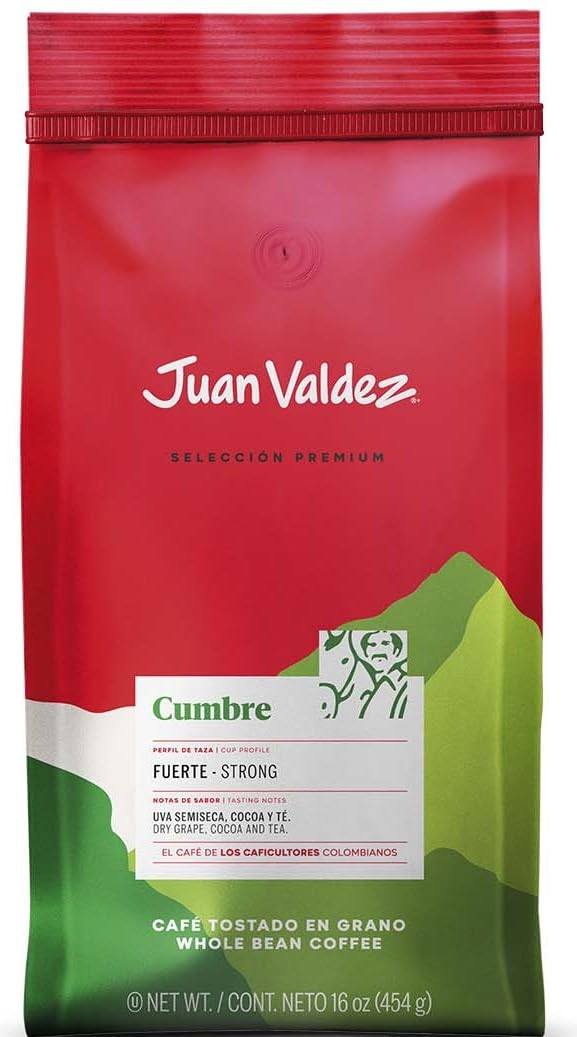 Juan Valdez Cumbre Whole Bean Coffee – Dark Roast | 100% Colombian Coffee | Dry Grape, Cocoa & Tea Notes | 16 oz / 453 g