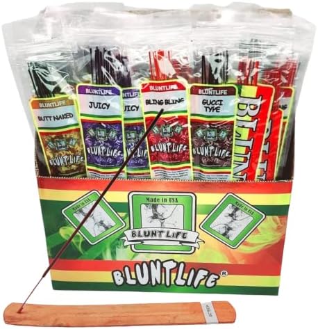 Blunt life Bluntlife Incense Handdipped Sticks - 10 Scents Variety Pack Each 11'' 100 Total Assorted 200grams with GCTech Holder