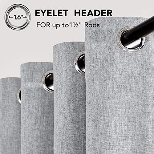 Deconovo Faux Linen 100% Blackout Curtains Energy Saving Curtains Thermal Insulated Eyelet Curtains for Bedroom Dark Grey W46 x L90 Inch One Pair
