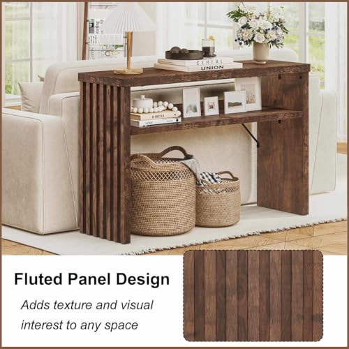 BON AUGURE Entryway Table, Console Table Behind Couch, Wood Sofa Tables with Shelf for Living Room, Farmhouse Entry Tables for Hallway Foyer (Rustic Oak, 47 Inches) - Thumbnail 3