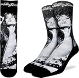 Good Luck Sock Men's The Rolling Stones, Mick Jagger in Black & White Socks, Adult, Shoe Size 8-13