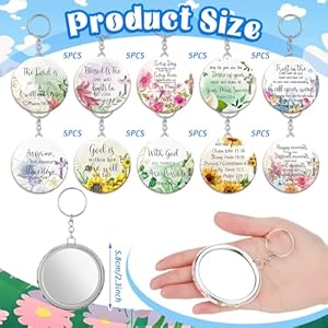 Geetery 50 pcs christian mirror keychain gifts bulk mothers day church gifts compact mirror keychain bulk inspirational bible verse makeup pocket mirrors keychain thank you gift for women  urban country home decor