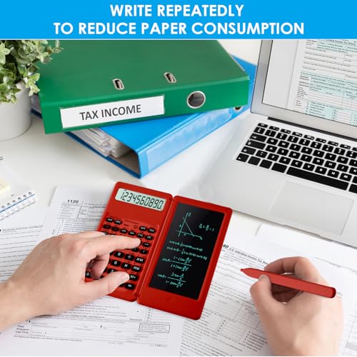 Image of IPepul Scientific Calculators for Students, Red Math Calculator with Notepad,10-Digit Large Screen, Classroom Must Haves for Middle High School Supplies & College (Red)