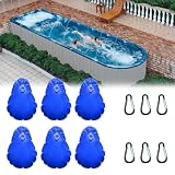 Auratrove 6er-Pack Poolabdeckungsgewichte, Wassersäcke mit Haken, auslaufsicheres PVC zur Sicherung oberirdischer Winter-Poolabdeckungen, Blau