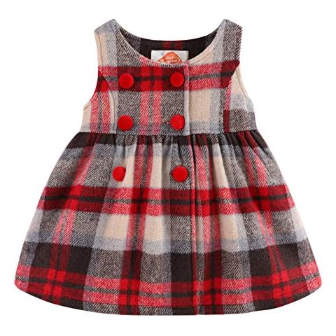 Mud Kingdom Toddler Girl Dresses Red Plaid Winter Wool 4T Loose Fit Cover