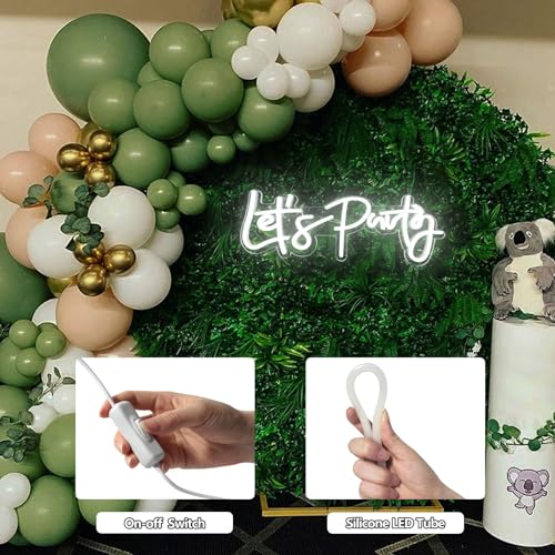 Image of Let's Party Neon Sign, LED Neon Lights for Bedroom Wall Decor, Art Decorative Lights for Bachelorette Party, Engagement Party, Birthday Party, Living Room, Gamer Room Decor Aesthetic (White) | Art Decorative Lights for Bachelorette Party, Engagement Party, Birthday Party, Living Room, Gamer Room Decor Aesthetic