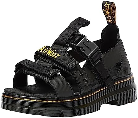 Dr. Martens unisexadult Strap Sandal, Black Element & Black Webbing, 10 Women 9 Men US | Image 2