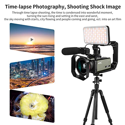 Ordro 4K Livestream Camera Camcorder Ax65 Full Hd 60Fps Video Camera 12X Optical Zoom, Hdr Capture，Wi-Fi Uhd Video Recorder W Mic, Wide Angle Lens, 64G Sd Card, Handheld Holder, 2 Batteries #TOP5