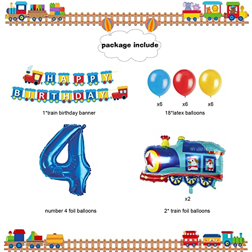 Jopary Train 4Th Birthday Decorations Boys Train, 4 Years Old Birthday Party Supplies With Number 4 Foil Balloons Train Birthday Banner,Latex Balloons For Kids Train Birthday Party Decoration #TOP3