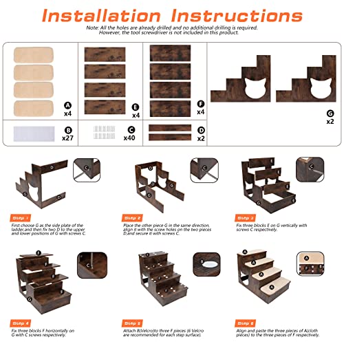 Topmart Wooden Dog Stairs 4 Tiers, Pet Dog Steps For Couch / Bed, Dog Cat Stairs For Old /Injured / Short-Legged Dogs Cats, Up To 160Lbs #TOP6