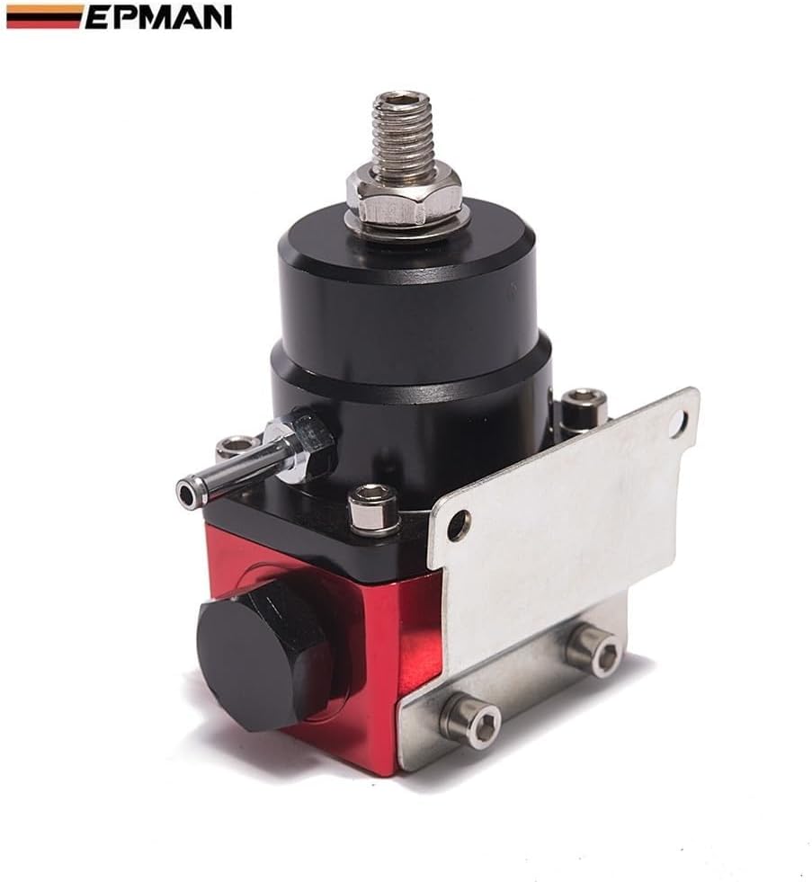 Racing Adjustable Fuel Pressure Regulator Gauge Kit Black + Black Fittings With Oil Line For BMW For Mini Cooper R53 EP-7MGTE - (Color: EPMAN)