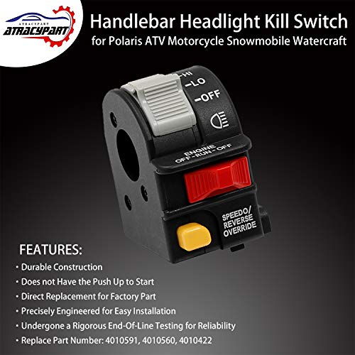 Handlebar Headlight Switch Hi/Lo/Off Beam Light/Kill/Stop | For 2001-2005 Polaris Sportsman 400 500 700 Magnum 325 330 Scrambler Xpedition Trail Boss Atp | Replaces# 4010591, 4010560, 4010422 #TOP2