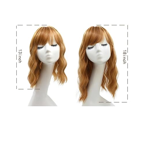 Miniatura 7 de viviaBella Postizo de pelo sintético suelto con clip de cabello sintético esponjoso con flequillo picado para mujeres y niñas (18 pulgadas, marrón