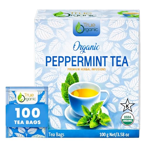 True Organic Premium Peppermint Tea |100 Count Tea Bags | USDA Or...