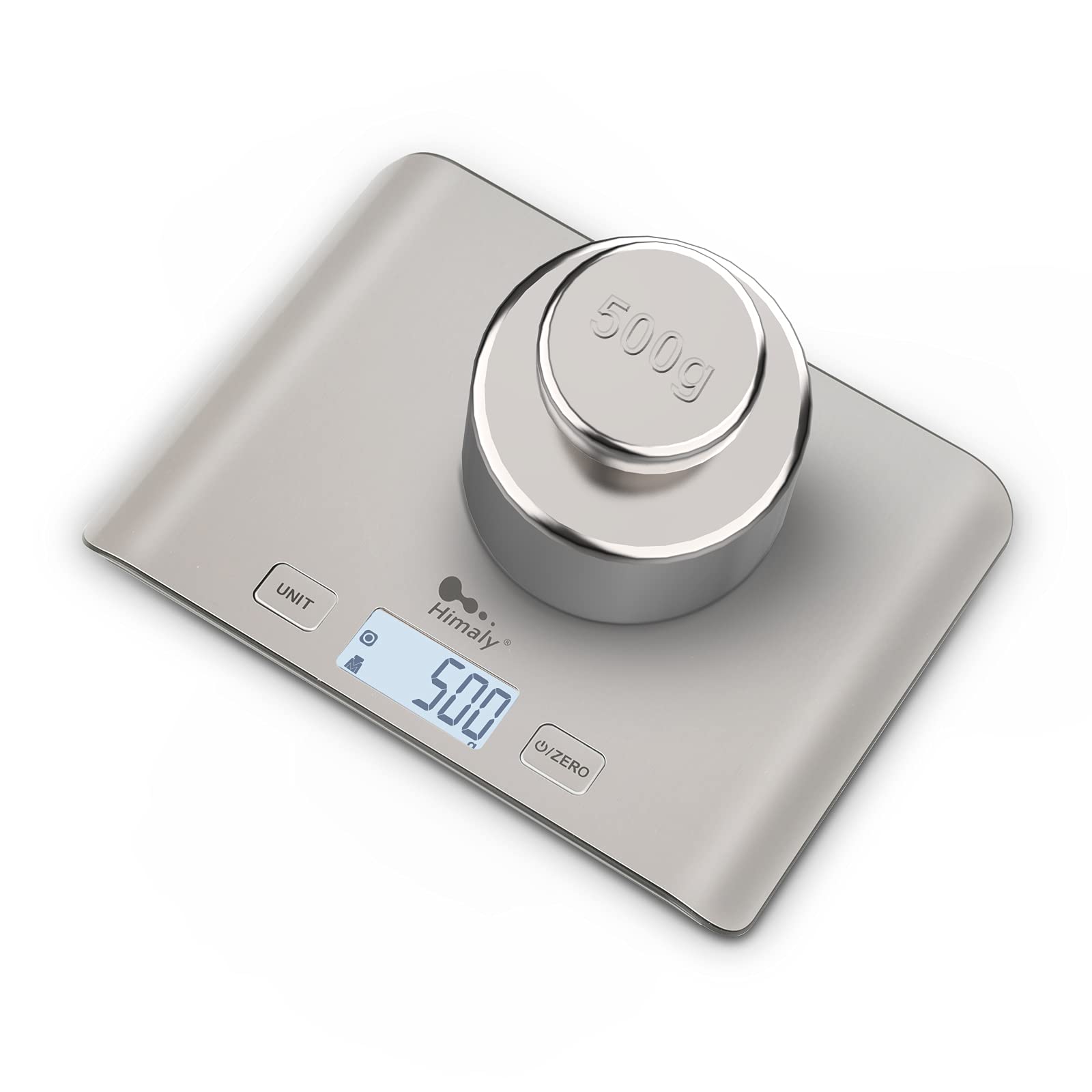 himaly Digital Kitchen Scales Food Scale with Stainless Steel Platform,Electronic Cooking Scale with Backlit LCD Display, Add, Weigh, Measures Liquids/Fluids, for Baking and Cooking,5KG,Silver