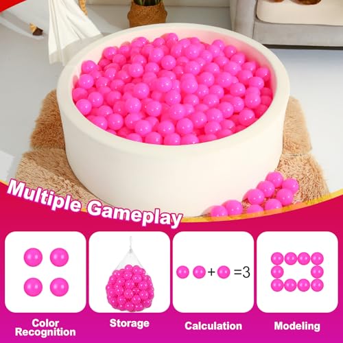 Realhaha Pit Balls for Toddlers Ball Pit, BPA Free Plastic Balls 2.4 Inch for Babies for Boys Girls, Kid Accessories for Bounce House, 100 (Pink)