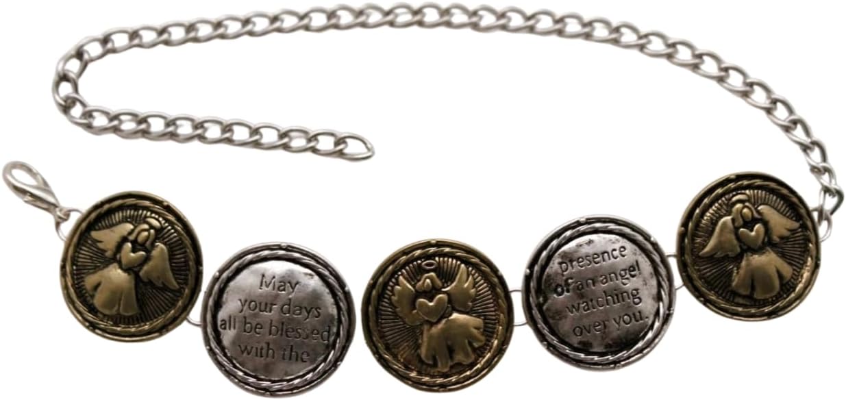 TrendyFashionJewelry Women's Silver Tone Boot Anklet Chain Pair With Angel Medallion Charms, Adjustable 11–15 In, Handmade In USA (2PCS) BC246