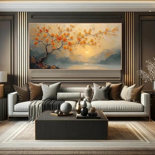 Peinture texturée de fleurs de cerisier pour illuminer un salon sombre