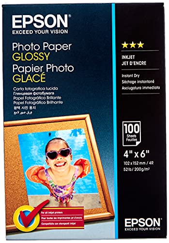 Papier photo brillant Epson (100 x 150 mm), 200 g/m2, 100 feuilles (Lot de 3)