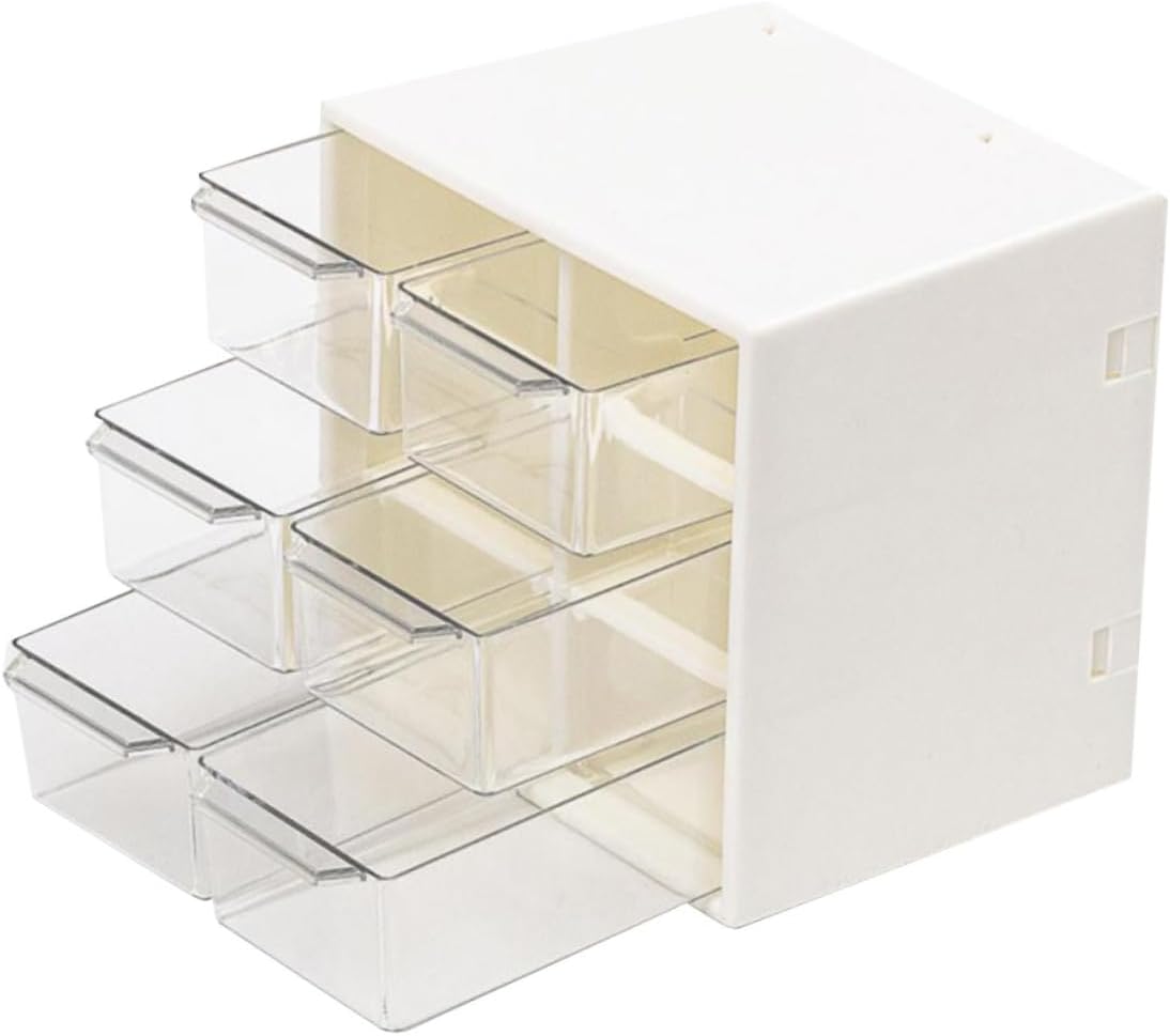 Multi-grid Drawer Type Plastic Desktop Box for Stationery and Cosmetic Storage Organizer with Visible Compartments for Home and Office