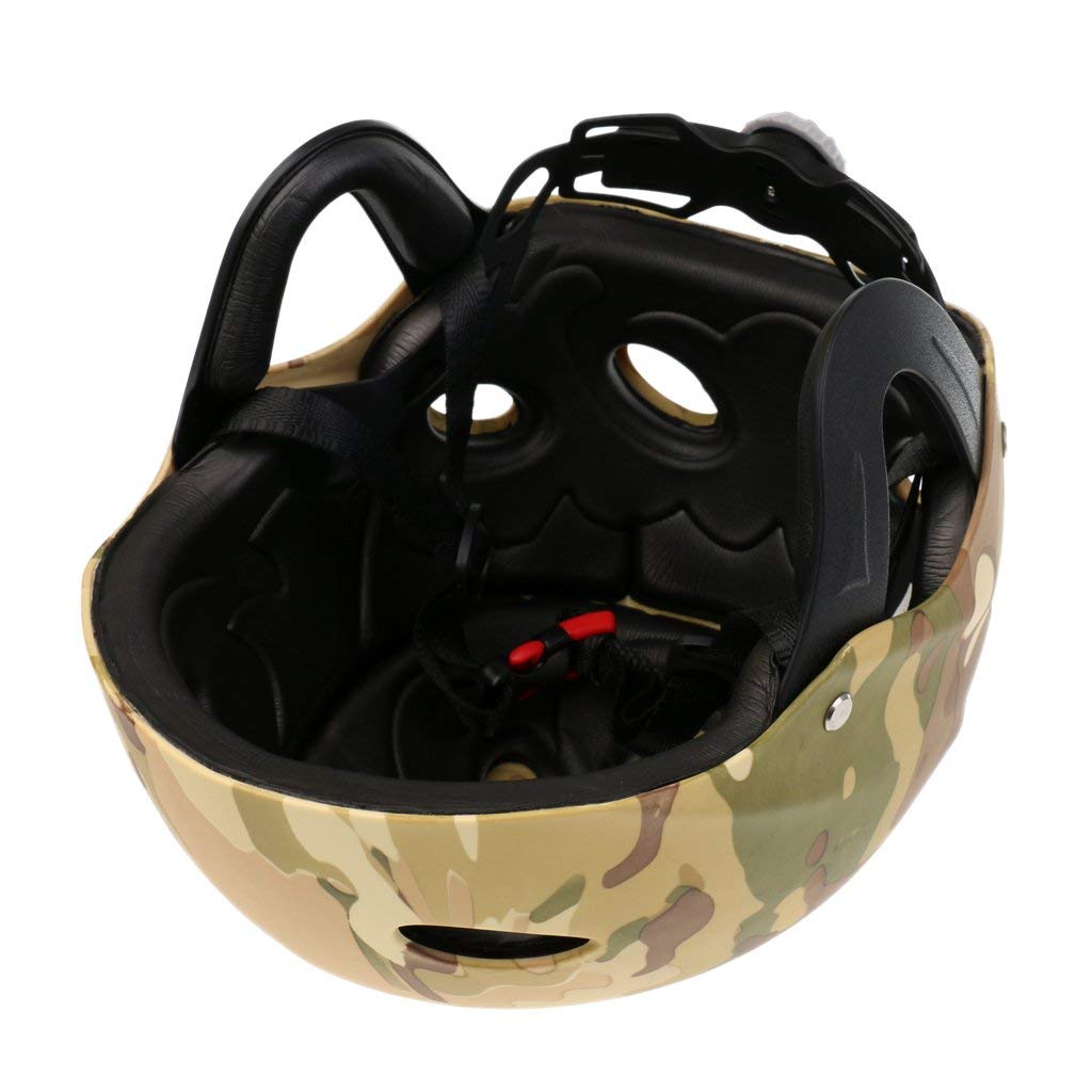 Casco de seguridad profesional ajustable para deportes acuáticos, kayak, canoa, vela, surf, SUP, wakeboard, esquí acuático, kitesurf, tapa dura - camuflaje verde militar, M
