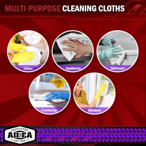 AIDEA White Microfiber Cleaning Cloth 50PK, Cleaning Rags 12×12" — view 6