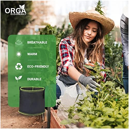 ORGA ECO-FRIENDLY Non-woven Fabrics Grow Bags Tomato Flower Plant Container with Handles, Non-Woven Aeration Plant Fabric Pot Outdoor Indoor 5 Gallons 5 Pack