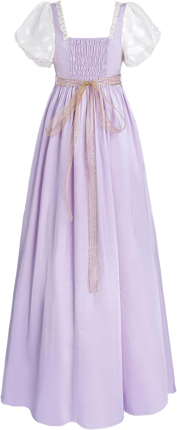 FCCAM Regency Dresses for Women Floral 1800s Regency Era Dress Empire Waist Regency Ball Gown