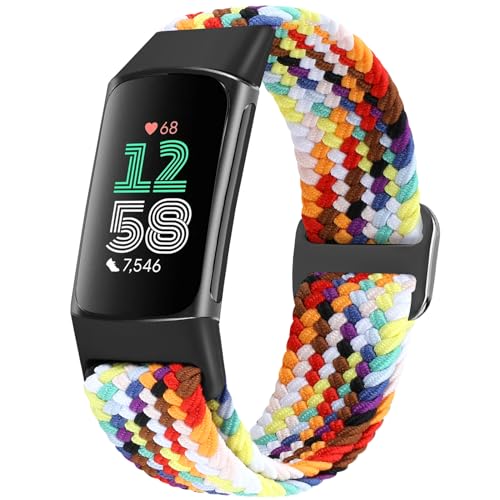 SOiiKE Bracelet Tressé Compatibles avec Fitbit Charge 6/Fitbit Charge 5, Bracelet de Remplacement Élastique Souple et Réglable Sport Bracelet en Nylon pour Femme Homme