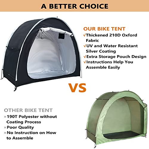 Prolee Bike Tent 6.6Ft Waterproof 210D Oxford Fabric, Outdoor Bicycle Cover Shelter With Window Design, Bike Storage Tent For 2 Bikes, Storage Tent For Home Garden #TOP2