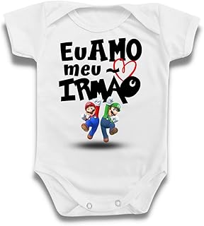 Body Bebê Eu Amo Meu Irmão Mario Bros Luigi Menino Infantil
