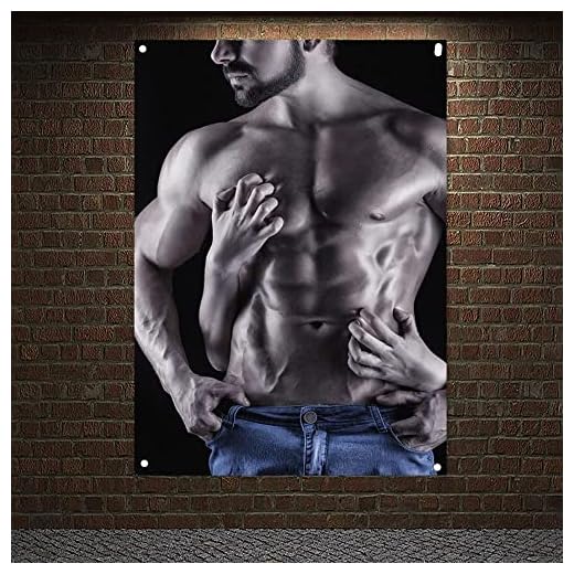 Sexiga muskulära nakna man och kvinnliga händer på en mörk bakgrund affischer väggkonst banderoll flagga canvasmålning gobeläng heminredning 96 x 144 cm (38 x 57 tum)