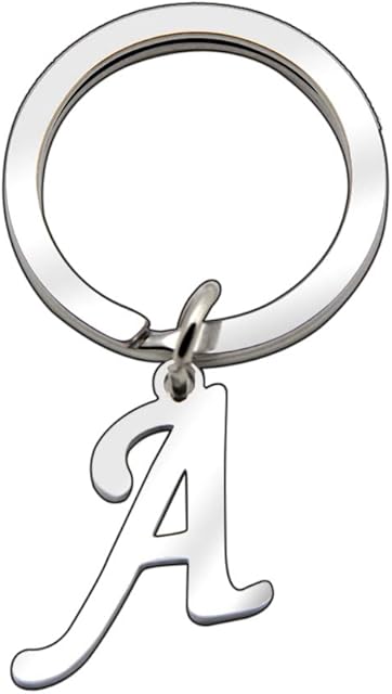 Personalized Women Men Silver Letter Alphabet Initial Keyring Bag Car Key Ring Chain