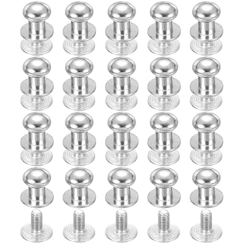 PATIKIL 7mm Silver Leather Rivets 20 Sets Cover