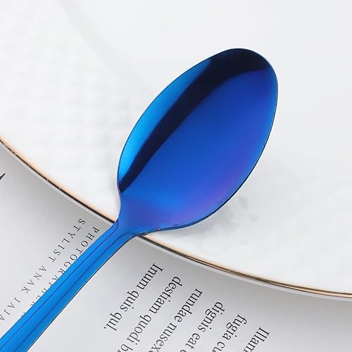 Miniatura 6 de QIBOMOON - Cuchara de mango largo, cuchara de té helado de 8 pulgadas, cucharadita de acero inoxidable para mezclar, mezclar cócteles, té, café,