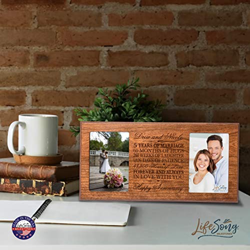 Lifesong Milestones Personalized Five Year Her Him Couple Custom Engraved Wedding Celebration For Husband Wife Girlfriend Boyfriend Photo Frame Holds Two 4X6 Photos (Cherry) #TOP3