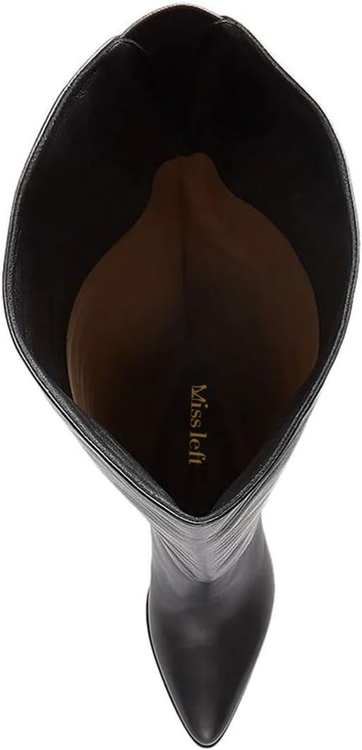 miss left Women Chic Thigh High Boots Closed Pointed Toe Chunky Block High Heel Over The Knee Stretchy Pull On Party Club Shoes Size 4-16 US