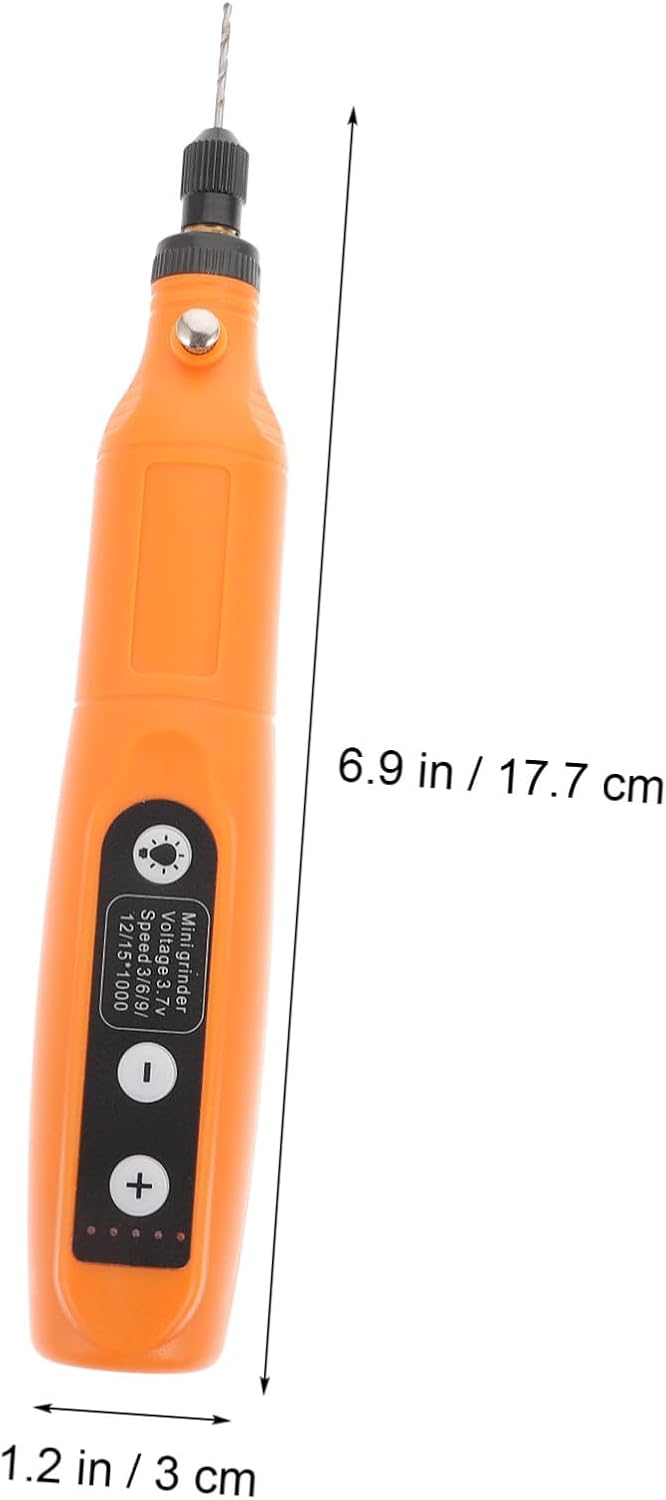 USB Rechargeable Mini Polishing Rotary Tool with Lamp Cordless Compact Electric Grinder for DIY Crafts and Home Use and Portable Orange Handheld Kit