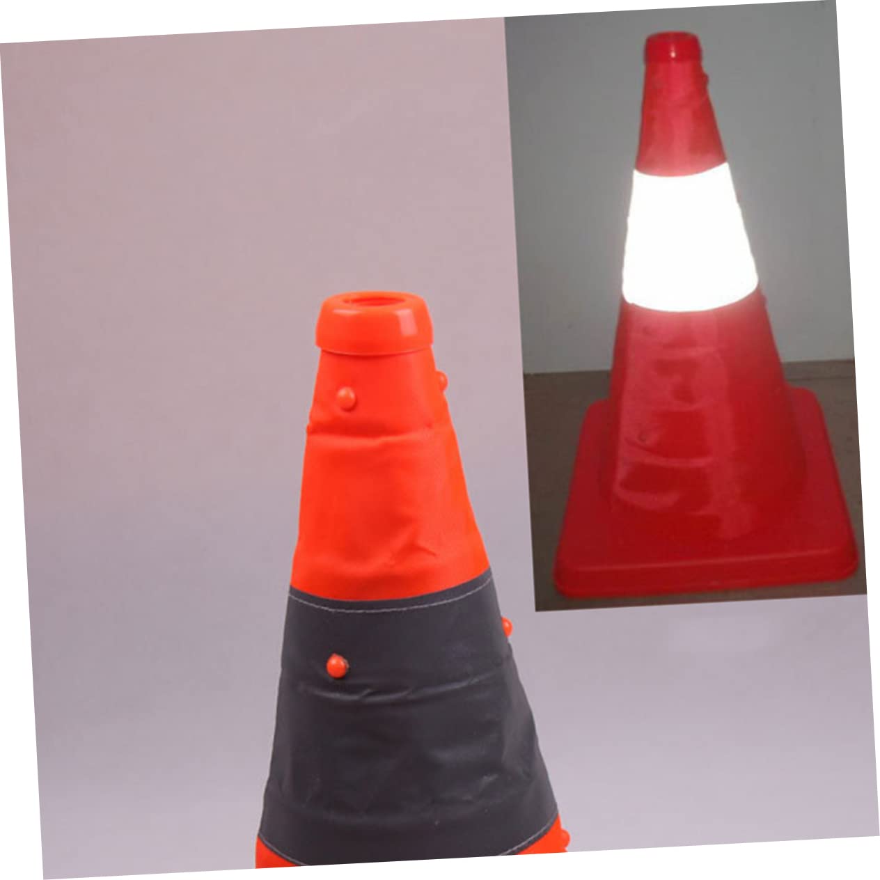 Cabilock Cono De Señalización Plegable Reflectante Para Carretera Cono De Plástico Con Luz Led Para Señalización Vial Para Uso Nocturno