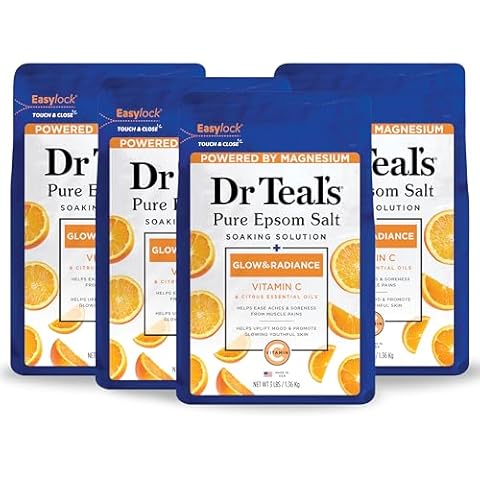 Dr Teal's Pure Epsom Salt Soak with Vitamin C & Citrus Essential Oils, 3 lbs (Pack of 4) Cover