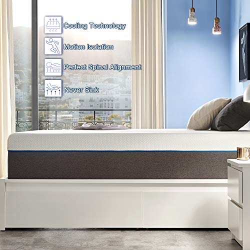 Jingwei King Size Mattress, 14 Inches Cooling-Gel Memory Foam Mattress Bed In A Box, Certified Foam, Pressure Relief Supportive, Medium Firm, 76 X 80 X 14 Inches #TOP1