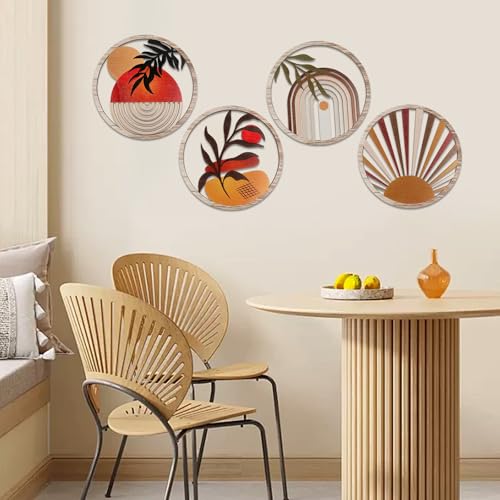 Décor mural bohème bois rond 3D marron YiYa