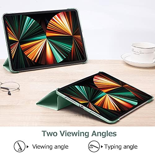 Sripns Case for iPad Pro 12.9 Inch 2021 (5th Generation), Slim Lightweight Trifold Stand Smart Case [Support Pencil 2],Hard Back Translucent Protective Cover with Auto Wake/Sleep - Mint Green